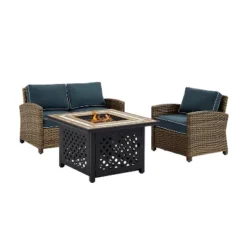 3pc Bradenton Outdoor Steel Fire Pit Set Navy/Weathered Brown - Crosley -Sunnydaze Decor Store GUEST 14cd7571 aece 402e b8c8 abf5b7b349a4