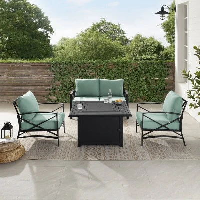 Kaplan 4pc Outdoor Conversation Set With Dante Fire Table - Mist - Crosley 9 Kaplan 4pc Outdoor Conversation Set With Dante Fire Table - Mist - Crosley - Image 7
