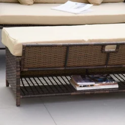 Outsunny Patio Wicker Loveseat Sofa Set, Outdoor PE Rattan Garden Assembled Sun Lounger Daybed Furniture, W/ Storage Ottoman & Side Tables/ Drink Trays For Poolside, Porch, Backyard -Sunnydaze Decor Store GUEST 15fa92f3 97ff 498d 8c54 12ccdb1a3214