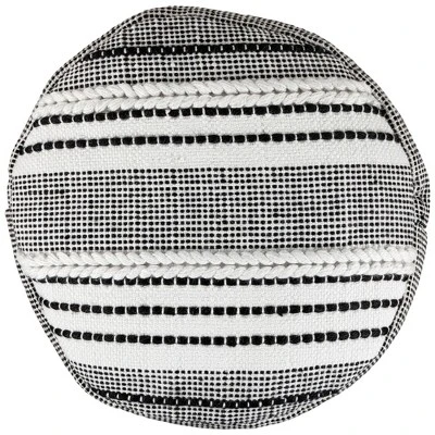 Northlight 18" White And Black Striped Outdoor Woven Pouf Ottoman 4 Northlight 18" White And Black Striped Outdoor Woven Pouf Ottoman - Image 2