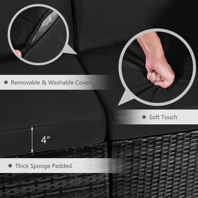 Costway 8PCS Patio Rattan Furniture Set Fire Pit Table Tank Holder Cover Deck Off White/Black/Navy/Red/Turquoise 10 Costway 8PCS Patio Rattan Furniture Set Fire Pit Table Tank Holder Cover Deck Off White/Black/Navy/Red/Turquoise - Image 8