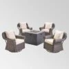 Julian 5pc Faux Wicker Swivel Club Chair & Square Fire Pit Set - Dark Brown/Dark Gray - Christopher Knight Home 1 Julian 5pc Faux Wicker Swivel Club Chair & Square Fire Pit Set - Dark Brown/Dark Gray - Christopher Knight Home -Sunnydaze Decor Store GUEST 16b8ab8f f9f2 4006 a34c 15d158ee2740