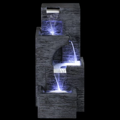 Northlight 32.25" Black And Gray Lighted Three-tier Outdoor Garden Water Fountain 4 Northlight 32.25" Black And Gray Lighted Three-tier Outdoor Garden Water Fountain - Image 2