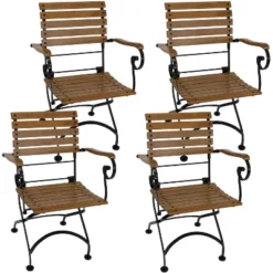 Sunnydaze Decor Sunnydaze Indoor/Outdoor Patio Or Dining Deluxe Chestnut Wooden Folding Bistro Arm Chair - Brown -Sunnydaze Decor Store GUEST 17a8c823 58bf 4258 8d22 5acff9413f4c