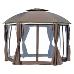 Outsunny 12' X 12' Round Outdoor Gazebo, Patio Dome Gazebo Canopy Shelter With Double Roof, Netting Sidewalls And Curtains, Zippered Doors, Strong Steel Frame -Sunnydaze Decor Store GUEST 17f3bc20 3e89 45dd 9d9e 9f5f0b6059e2