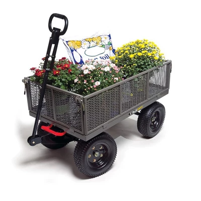 Gorilla Cart GORMP-12 5 Cubic Feet 1200 Pound Capacity Heavy Duty Durable Steel Multi Use Quick Dump Wagon Utility Cart W/ 2 In 1 Towing Handle, Gray 6 Gorilla Cart GORMP-12 5 Cubic Feet 1200 Pound Capacity Heavy Duty Durable Steel Multi Use Quick Dump Wagon Utility Cart W/ 2 In 1 Towing Handle, Gray - Image 4
