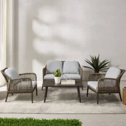 Haven 4pc Outdoor Wicker Conversation Set - Light Gray - Crosley 24 Haven 4pc Outdoor Wicker Conversation Set - Light Gray - Crosley -Sunnydaze Decor Store GUEST 1955f049 4a7c 45e7 9c21 8b055a49a891