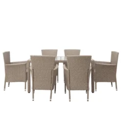 7pc Outdoor Wicker Dining Set With Cushions - Beige - GODEER 9 7pc Outdoor Wicker Dining Set With Cushions - Beige - GODEER -Sunnydaze Decor Store GUEST 19b9e217 d791 467a be76 a28745f5f34e