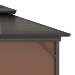 Outsunny Outdoor Hardtop Gazebo Galvanized Steel Canopy With Aluminum Frame Double Vented Roof Pergola With Netting And Curtains For Patios, Gardens, Lawns, Dark Brown -Sunnydaze Decor Store GUEST 19d44947 d07f 4636 93d3 e9ed88a03a36