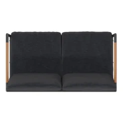 Flash Furniture Indoor/Outdoor Patio Loveseat With Cushions - Modern Aluminum Framed Loveseat With Teak Accent Arms -Sunnydaze Decor Store GUEST 19e0110c b7e2 48c7 936a f9203d990044