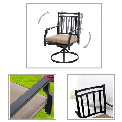 7pc Patio Dining Set With Rectangle Table With 2.6" Umbrella Hole & 360 Swivel Cushioned Arm Chairs - Captiva Designs 7 7pc Patio Dining Set With Rectangle Table With 2.6" Umbrella Hole & 360 Swivel Cushioned Arm Chairs - Captiva Designs - Image 5