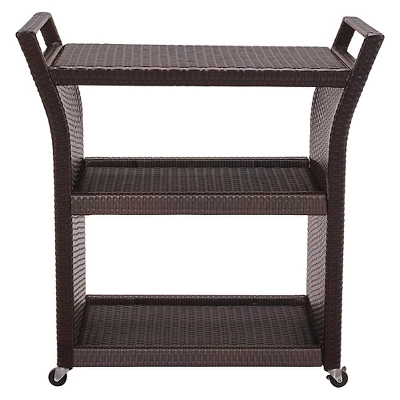 Crosley Palm Harbor Outdoor Wicker Bar Cart 3 Crosley Palm Harbor Outdoor Wicker Bar Cart