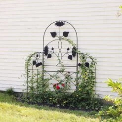 Achla Designs 90" Sunflower Decorative Iron Garden Trellis Black Powder Coat Finish -Sunnydaze Decor Store GUEST 1a81c7c3 5cd8 4200 9f80 81d3798849ec