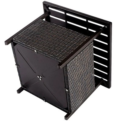 Costway Brown Rattan Wicker Steel Side Table Outdoor Furniture Deck Garden Patio Pool 10 Costway Brown Rattan Wicker Steel Side Table Outdoor Furniture Deck Garden Patio Pool - Image 8