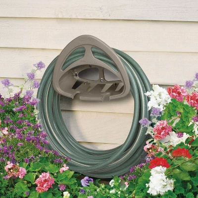 Suncast Hangout HH150 Outdoor Wall Mounted Garden Hose Holder With Shelf, Taupe 3 Suncast Hangout HH150 Outdoor Wall Mounted Garden Hose Holder With Shelf, Taupe