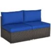 Costway 2PCS Patio Rattan Armless Sofa Sectional Furniture