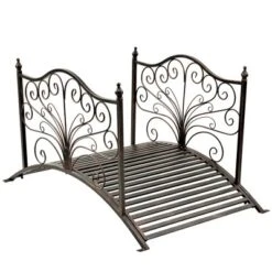 Outsunny 4’ Metal Arch Backyard Garden Bridge With Safety Siderails, Delicate Scrollwork, & Easy Assembly, Black Bronze -Sunnydaze Decor Store GUEST 1c3c9244 a021 4bf9 9093 e68aee294679