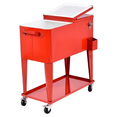 Costway 80-quart Cooler Beer Cart Outdoor Entertaining Rolling Party Steel Bar Bistro 11 Costway 80-quart Cooler Beer Cart Outdoor Entertaining Rolling Party Steel Bar Bistro - Image 9