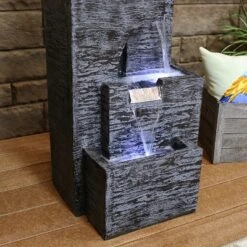 Sunnydaze Decor Sunnydaze 32"H Electric Polyresin Cascading Tower Tiered Outdoor Water Fountain With LED Lights -Sunnydaze Decor Store GUEST 1cdfca91 459e 4d36 a599 3146acbbc84d