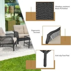 Costway 4PCS Patio Wicker Furniture Set Loveseat Sofa Coffee Table W/ Cushion 18 Costway 4PCS Patio Wicker Furniture Set Loveseat Sofa Coffee Table W/ Cushion -Sunnydaze Decor Store GUEST 1d947fe1 48cc 46f0 813f 3c22dc5f27ee