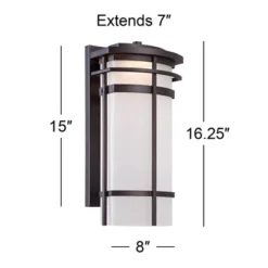 Possini Euro Design Theola Modern Outdoor Wall Light Fixture Bronze LED 16 1/4" Etched Glass Shade For Post Exterior Barn Deck House Porch Yard Patio -Sunnydaze Decor Store GUEST 1e206827 b408 4001 b8d0 6e2c1d9ec267