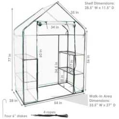 Sunnydaze Decor Sunnydaze Outdoor Portable Tiered Growing Rack Deluxe Walk-In Greenhouse With Roll-Up Door - 4 Shelves - Clear - 54" X 28" X 77" 19 Sunnydaze Decor Sunnydaze Outdoor Portable Tiered Growing Rack Deluxe Walk-In Greenhouse With Roll-Up Door - 4 Shelves - Clear - 54" X 28" X 77" -Sunnydaze Decor Store GUEST 1e9e7f44 1ab8 4cb6 9387 cf9645b61dbd