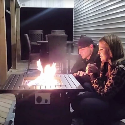 5pc Patio Dining Set With Square Steel Fire Pit With Faux Wood Tabletop & Rattan 360 Swivel Chairs - Captiva Designs 10 5pc Patio Dining Set With Square Steel Fire Pit With Faux Wood Tabletop & Rattan 360 Swivel Chairs - Captiva Designs - Image 8