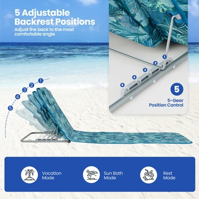 Tangkula 3PCS Folding Beach Mat Set Adjustable Beach Lounge Chair & Side Table Set 7 Tangkula 3PCS Folding Beach Mat Set Adjustable Beach Lounge Chair & Side Table Set - Image 5