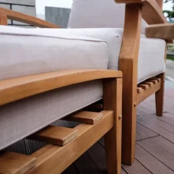 Cambridge Casual Caterina Teak Outdoor Patio Ottoman With Cushion -Sunnydaze Decor Store GUEST 1f9192b2 eba1 41ee 9513 a31cd475a5fa