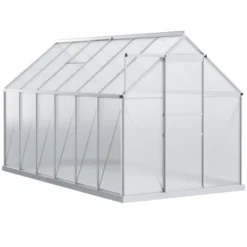 Outsunny Aluminum Greenhouse, Polycarbonate Walk-in Garden Greenhouse Kit With Adjustable Roof Vent, Rain Gutter And Sliding Door For Winter, Silver 12 Outsunny Aluminum Greenhouse, Polycarbonate Walk-in Garden Greenhouse Kit With Adjustable Roof Vent, Rain Gutter And Sliding Door For Winter, Silver -Sunnydaze Decor Store GUEST 1fc6468a 5de9 4cd2 bdba 40c4660fbc53