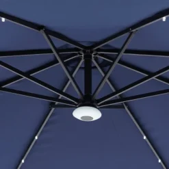 Barton Offset 10' Cantilever Solar Power LED Lighted Patio Outdoor Umbrella, Navy Blue -Sunnydaze Decor Store GUEST 202f6640 4589 4cea 80db a8dc089246c4