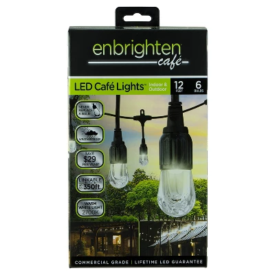 6ct Classic Café Outdoor String Lights Integrated LED Bulb - Black Wire - Enbrighten 7 6ct Classic Café Outdoor String Lights Integrated LED Bulb - Black Wire - Enbrighten - Image 5