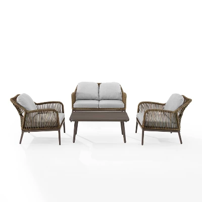 Haven 4pc Outdoor Wicker Conversation Set - Light Gray - Crosley 4 Haven 4pc Outdoor Wicker Conversation Set - Light Gray - Crosley - Image 2
