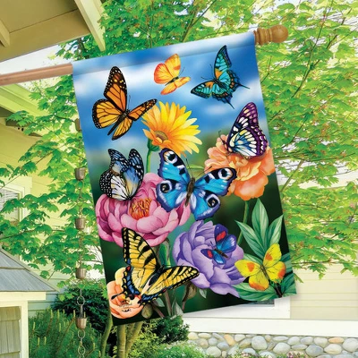 Butterflies In The Garden Spring House Flag Floral 28" X 40" Briarwood Lane 4 Butterflies In The Garden Spring House Flag Floral 28" X 40" Briarwood Lane - Image 2