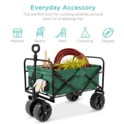 Best Choice Products 36in Folding Multipurpose Indoor Outdoor Utility Cart W/ Swivel Wheels, Adjustable Handle - Green -Sunnydaze Decor Store GUEST 20fe37ed 0943 46a5 a722 9e0e136a3685