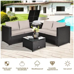 Costway 4PCS Outdoor Patio Rattan Furniture Set Cushioned Loveseat Storage Table 13 Costway 4PCS Outdoor Patio Rattan Furniture Set Cushioned Loveseat Storage Table -Sunnydaze Decor Store GUEST 21858619 442a 47a5 9bd5 234b9c0780ee
