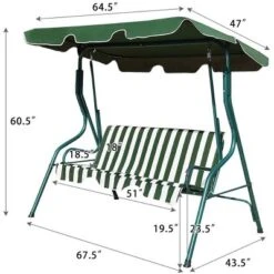 SUGIFT 3-Person Porch Swing With Cushion And Adjustable Tilt Canopy In Green -Sunnydaze Decor Store GUEST 21b267e5 7451 4f28 8d94 20d79e8b8c43