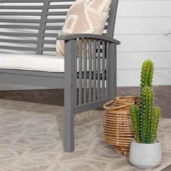 Ravenscroft Modern Boho Acacia Wood Slatted Outdoor Loveseat With Cushion - Saracina Home 24 Ravenscroft Modern Boho Acacia Wood Slatted Outdoor Loveseat With Cushion - Saracina Home -Sunnydaze Decor Store GUEST 2264c25c 6929 44e0 82fd ff36fdeadd35