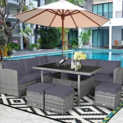 Costway 7 PCS Patio Rattan Dining Set Sectional Sofa Couch Ottoman Garden WhiteRedBlack -Sunnydaze Decor Store GUEST 226f8960 afaf 4f9b 8be2 92e3be81bc73