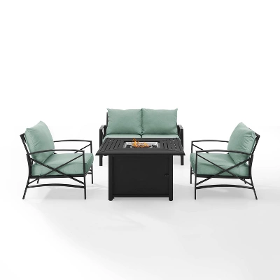 Kaplan 4pc Outdoor Conversation Set With Dante Fire Table - Mist - Crosley 3 Kaplan 4pc Outdoor Conversation Set With Dante Fire Table - Mist - Crosley
