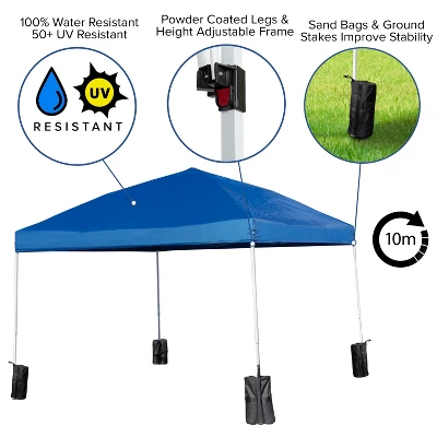 Flash Furniture 10'x10' Pop Up Event Canopy Tent With Wheeled Case And Folding Bench Set - Portable Tailgate, Camping, Event Set 5 Flash Furniture 10'x10' Pop Up Event Canopy Tent With Wheeled Case And Folding Bench Set - Portable Tailgate, Camping, Event Set - Image 3