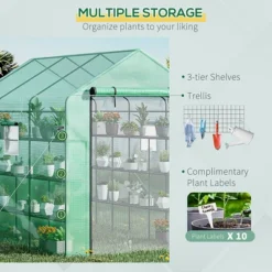 Outsunny 8' X 6' X 7' Walk-in Greenhouse, 18 Shelf Hot House, Roll Up Zipper Door, UV Protective For Flowers, Herbs, Vegetables, Green 10 Outsunny 8' X 6' X 7' Walk-in Greenhouse, 18 Shelf Hot House, Roll Up Zipper Door, UV Protective For Flowers, Herbs, Vegetables, Green -Sunnydaze Decor Store GUEST 2366adfc 5806 4c5a 8cfc f2831c6c7662