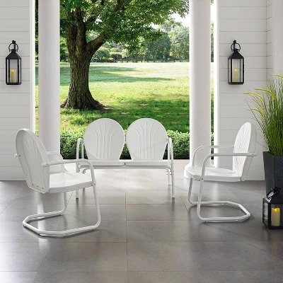 Griffith 3pc Outdoor Seating Set - White - Crosley 4 Griffith 3pc Outdoor Seating Set - White - Crosley - Image 2