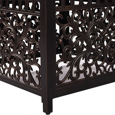 5pc Set With 42" Square Outdoor Aluminum Fire Table & 4 Swivel Rocking Chairs & A Wind Blocker - Oakland Living 8 5pc Set With 42" Square Outdoor Aluminum Fire Table & 4 Swivel Rocking Chairs & A Wind Blocker - Oakland Living - Image 6