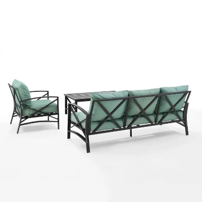 Kaplan 3pc Outdoor Sofa Set With Sofa & Arm Chair With Coffee Table - Mist - Crosley 4 Kaplan 3pc Outdoor Sofa Set With Sofa & Arm Chair With Coffee Table - Mist - Crosley - Image 2