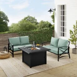 Kaplan 3pc Outdoor Conversation Set With Fire Table & 2 Loveseats - Mist - Crosley 18 Kaplan 3pc Outdoor Conversation Set With Fire Table & 2 Loveseats - Mist - Crosley -Sunnydaze Decor Store GUEST 24fde904 f843 4fd7 9636 da2f80090d38