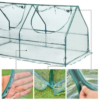 Aoodor 9 Ft. X 3 Ft. X 3 Ft. Mini Outdoor Greenhouse Three Zipped Doors 4 Aoodor 9 Ft. X 3 Ft. X 3 Ft. Mini Outdoor Greenhouse Three Zipped Doors - Image 2