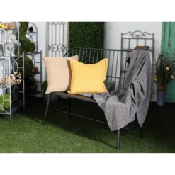 Traditional Outdoor Patio Bench - Black - Olivia & May