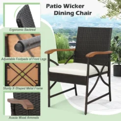 Costway 5PCS Patio Wicker Dining Set Cushion Armchairs Acacia Wood Table With Umbrella Hole 15 Costway 5PCS Patio Wicker Dining Set Cushion Armchairs Acacia Wood Table With Umbrella Hole -Sunnydaze Decor Store GUEST 26c0fb63 af8b 4efe bcb1 27b72afd4048