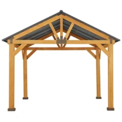 Outsunny 11x13 Hardtop Gazebo With Wooden Frame, Permanent Metal Roof Gazebo Canopy With Ceiling Hook For Garden, Patio, Backyard -Sunnydaze Decor Store GUEST 26e6fb2e 40a8 4bba a3c0 52b55a17fa65